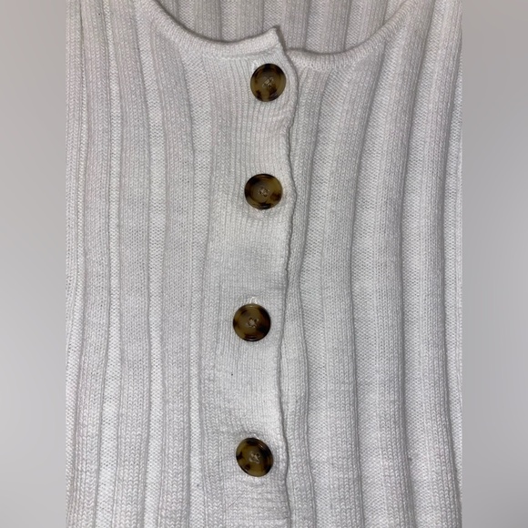 LOFT Ivory Ribbed Button-Front Tank Top - Picture 2 of 4
